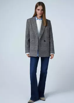 Двубортный жакет из твида, Бежевый