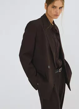 Двубортный жакет, Коричневый