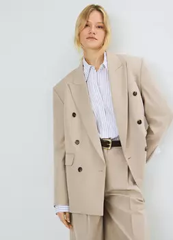 Двубортный жакет O'STIN x Яндекс Книги, Бежевый