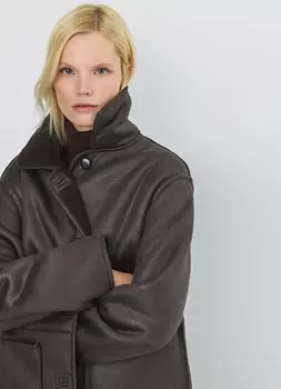 Двусторонняя дублёнка с искусственным мехом, Коричневый