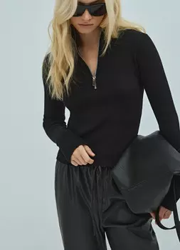 Джемпер-анорак с молнией, Черный