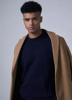 Джемпер из фактурной пряжи с шерстью, Синий