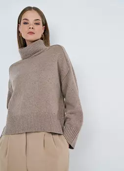 Джемпер из фактурной пряжи с шерстью, Бежевый