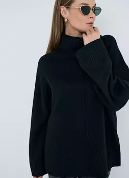 Джемпер оверсайз с шерстью, Черный