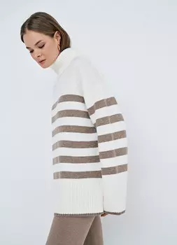 Джемпер оверсайз в полоску, Белый