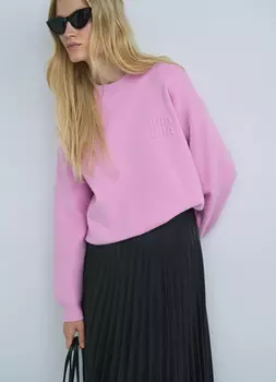 Джемпер плотной вязки с принтом, Розовый