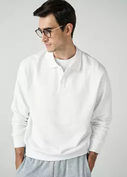 Поло с длинным рукавом, Белый