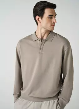 Поло с длинным рукавом, Бежевый