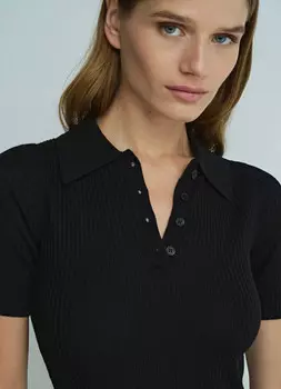 Джемпер-поло на пуговицах, Черный