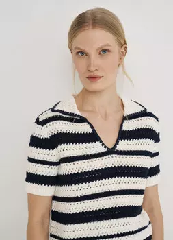 Джемпер-поло в полоску, Бежевый