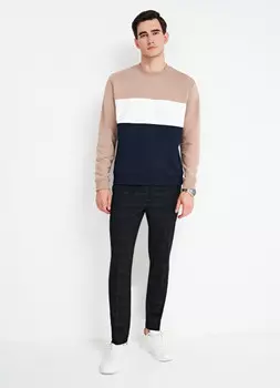 Джемпер с колорблоком, Бежевый