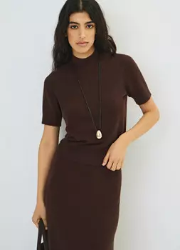 Джемпер с коротким рукавом, Коричневый