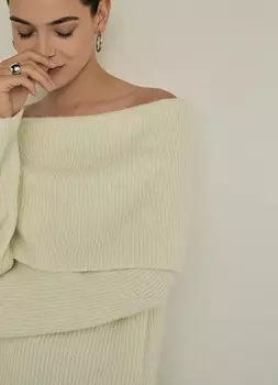 Джемпер с открытыми плечами, Бежевый