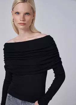Джемпер с открытыми плечами, Черный