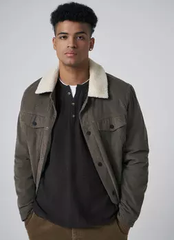 Джемпер с воротником хенли, Коричневый