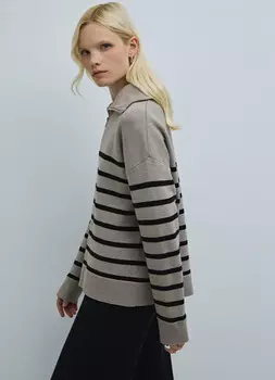 Джемпер с воротником на молнии, Бежевый