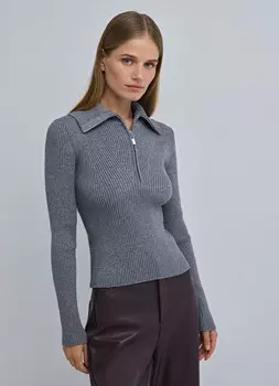 Джемпер с воротником на молнии, Серый