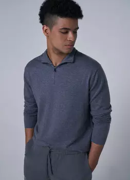 Джемпер с воротником на молнии, Серый