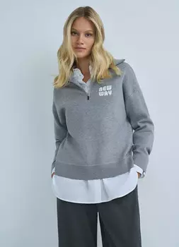 Джемпер с воротником на молнии, Серый