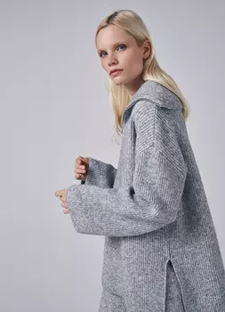 Джемпер с воротником на молнии, Серый