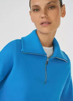 Джемпер с воротником на молнии, Синий