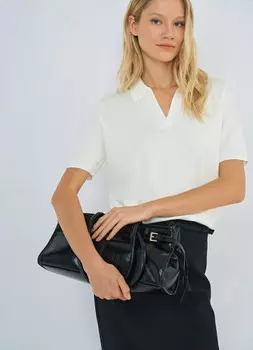 Джемпер с воротником-поло, Белый