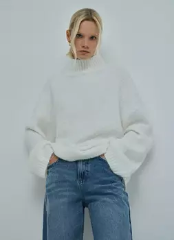 Джемпер с воротником-стойкой, Бежевый