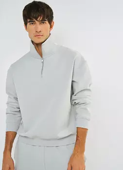 Джемпер с воротником-стойкой на молнии, Серый