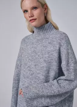 Джемпер с воротником-стойкой, Серый