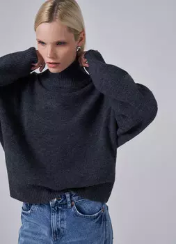 Джемпер с воротником-стойкой, Серый