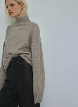 Джемпер с воротником-стойкой, Зеленый