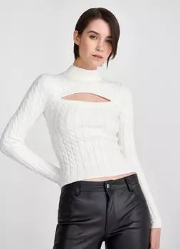 Джемпер с вырезом, Белый
