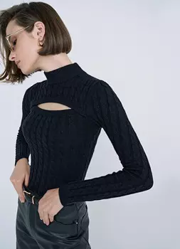 Джемпер с вырезом, Черный