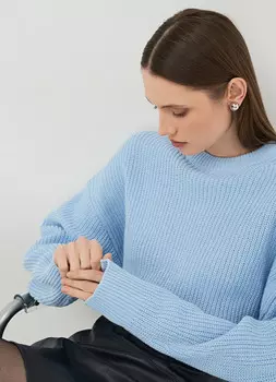 Джемпер структурной вязки из хлопка, Голубой