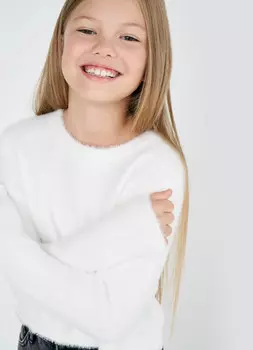 Джемпер свободный для девочек, Белый