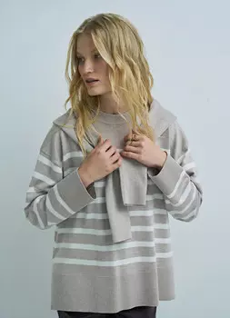 Джемпер в полоску, Бежевый