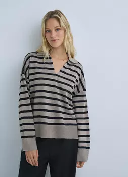 Джемпер в полоску, Бежевый