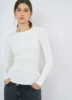 Джемпер в рубчик, Белый