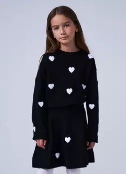 Джемпер вязаный для девочек, Черный