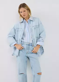 Джинсовая куртка-рубашка, Голубой