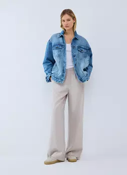 Джинсовая куртка-рубашка оверсайз, Синий