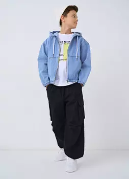 Джинсовая куртка с капюшоном для мальчиков, Голубой