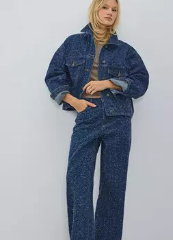 Джинсовая куртка с жаккардовым узором, Синий