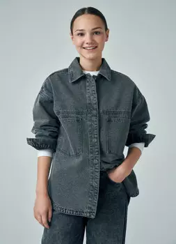 Джинсовая рубашка для девочек, Серый