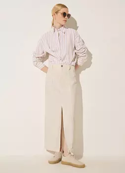 Джинсовая юбка миди, Белый