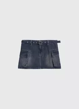 Джинсовая юбка мини для девочек, Черный