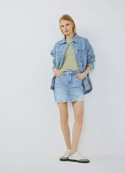 Джинсовая юбка мини, Голубой