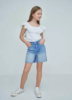 Джинсовые шорты для девочек, Голубой