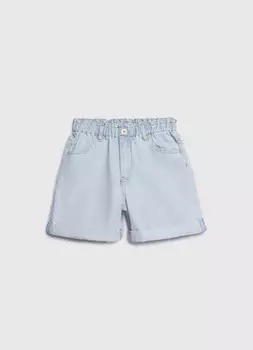 Джинсовые шорты на резинке с поясом, Голубой