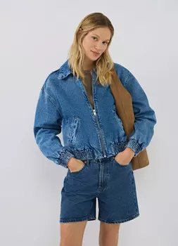 Джинсовый бомбер, Синий